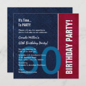 第60誕生日赤モダン色白金属v8 招待状 (正面/裏面)