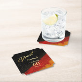 第60誕生日黒赤+金ゴールド名+年齢 ペーパーコースター (インサイチュ)