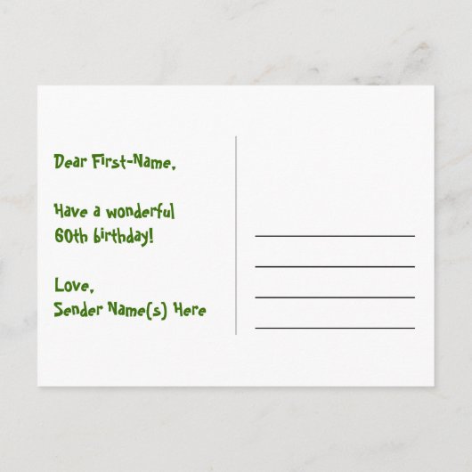 第60誕生日-おもしろい花火パターン+レインボー60 ポストカード (裏面)