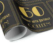 第60誕生日~アールデコは「60」、名前 ラッピングペーパー (ロールコーナー)