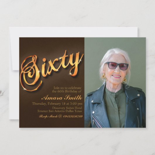 第60誕生日(写真付き) 招待状 (正面)