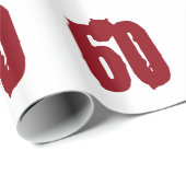 第60誕生日、白の赤い文字 ラッピングペーパー (ロールコーナー)