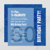 第60青くおもしろいなV002の誕生日のモダンな色相 招待状 (正面/裏面)