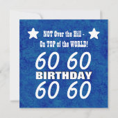 第60青くおもしろいなV002の誕生日のモダンな色相 招待状 (裏面)