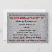 第60驚きの誕生日の銀の赤く黒い金属 招待状 (裏面)