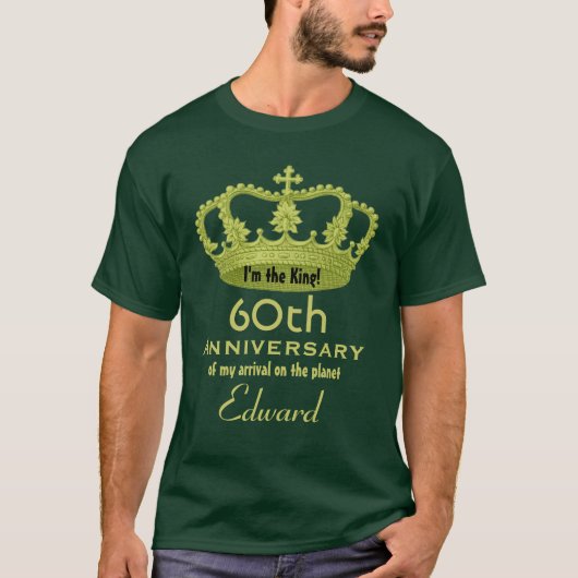 第60 FUNNY記念日の誕生日王の緑 Tシャツ (正面)