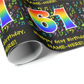 第61誕生日:ミュージカラフルックシンボル，レインボー61 ラッピングペーパー (ロールコーナー)