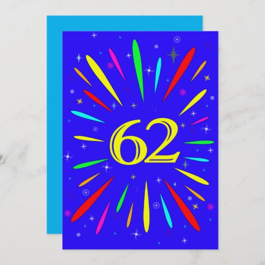 第62回バースデーパーティーへの招待の爆発 招待状 (正面/裏面)