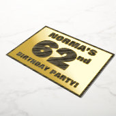 第62回バースデーパーティー – はっきりした、ウッドフェイク・グレイン・文字 箔招待状 (回転した状態)