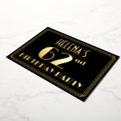 第62回バースデーパーティー:アールデコルック"62"、名前 箔招待状 (回転した状態)