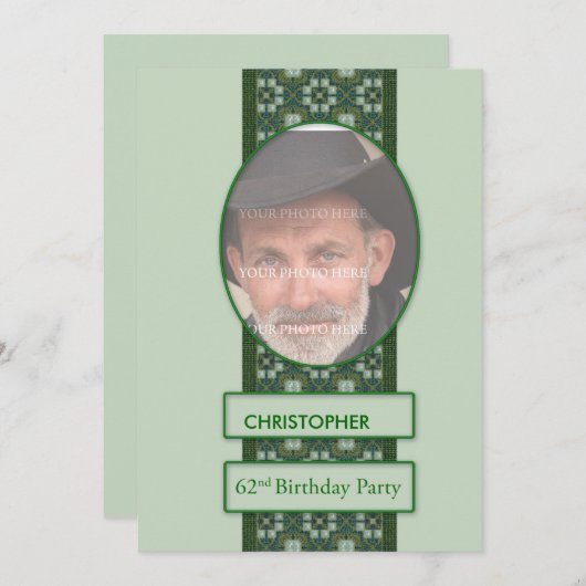 第62回誕生日パーティーの招待写真を追加する 招待状 (正面/裏面)