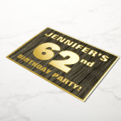 第62回誕生日パーティーはっきりした:,木目フェイク模様 箔招待状 (回転した状態)