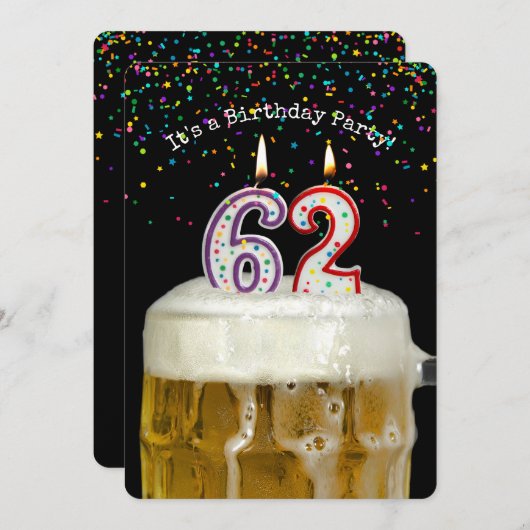 第62誕生日ビールパーティー 招待状 (正面/裏面)