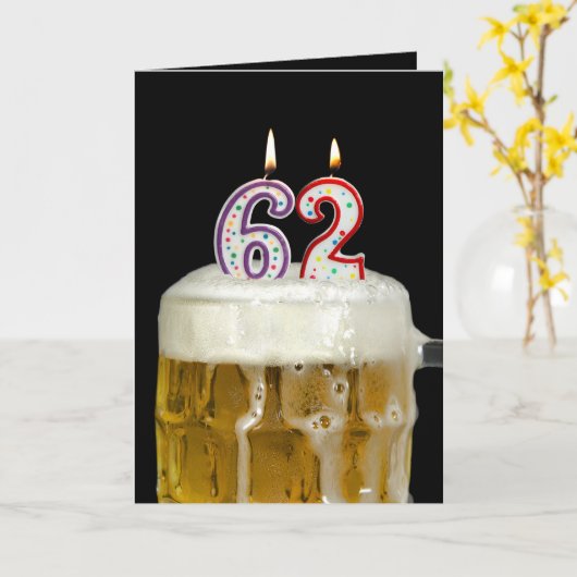 第62誕生日ビール カード (黄色い花)