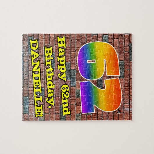 第62誕生日:おもしろいグラフィインスパイアティレインボー62 ジグソーパズル (横)