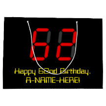 第62誕生日: 赤いデジタル時計のスタイル"62" + 名前