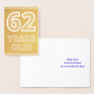 第62誕生日:「62はっきりした歳！」 金箔カード 箔カード