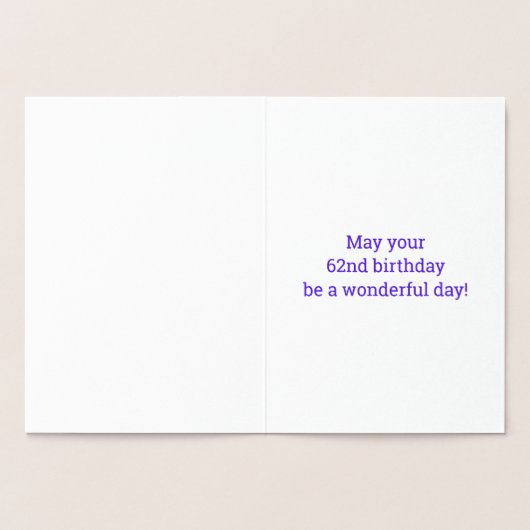 第62誕生日:「62はっきりした歳！」 金箔カード 箔カード (内部)