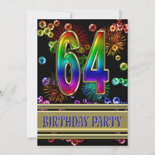 第64回バースデーパーティー招待（バブルあり） 招待状 (正面)