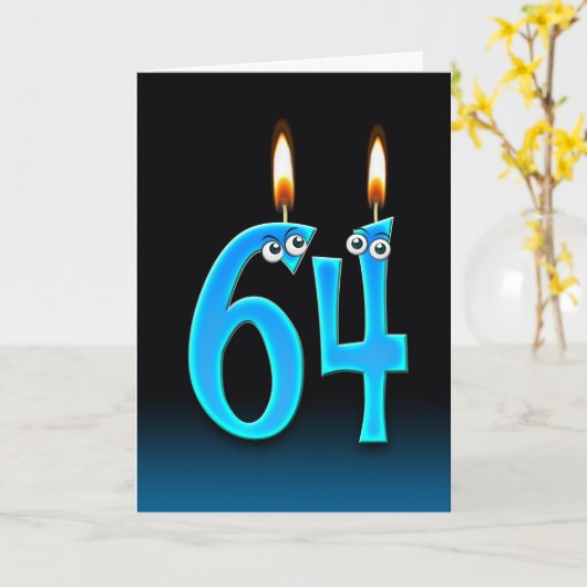 第64誕生日キャンドル カード (黄色い花)