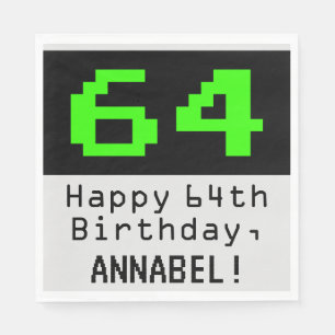 第64誕生日-ネルディ/オタク系のスタイル「64」と名前 スタンダードランチョンナプキン