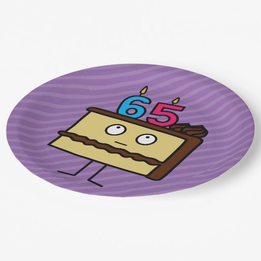 第65お誕生日ケーキ（ろうそくあり） ペーパープレート (アングル)