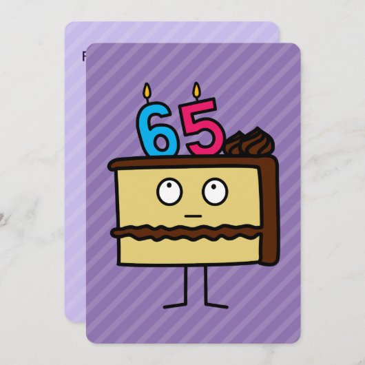 第65お誕生日ケーキ(ろうそくあり) 招待状 (正面/裏面)