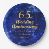 第65サファイアの結婚記念日の金ゴールドのタイポグラフィ ペーパープレート (正面)