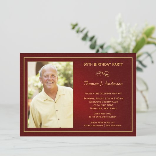 第65バースデーパーティ招待状-あなたの写真を加えて下さい 招待状 (スタンド正面)