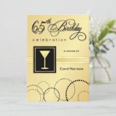 第65バースデーパーティ招待状-金ゴールドのモノグラム 招待状 (スタンド正面)