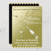 第65バースデーパーティ招待状-金ゴールド 招待状 (正面/裏面)