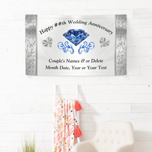 第65回または第45回サファイヤ結婚の記念日バナー 横断幕 (インサイチュ)