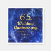 第65回サファイヤ結婚の記念日金ゴールドタイポグラフィ スタンダードカクテルナプキン (正面)