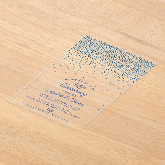 第65回サファイヤ結婚の記念日 アクリル招待状 (レイダウン)