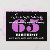 第65回サプライズパープルバースデーパーティーテンプレート 招待状 (正面/裏面)