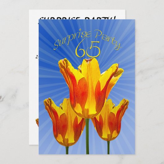 第65回サプライズ誕生日パーティーへの招待 招待状 (正面/裏面)
