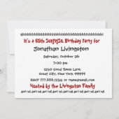 第65回サプライズ·バースデー·パーティーの招待テンプレート 招待状 (裏面)