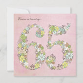 第65回バースデーパーティーピンク開花カスタム招待状 招待状 (正面)