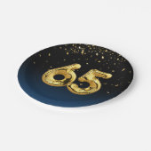 第65回パーティーバルーン及び金ゴールド紙吹雪紙プレート ペーパープレート (アングル)