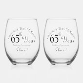 第65回ブルーサファイヤ結婚の記念日 ステムなしワイングラス (正面)