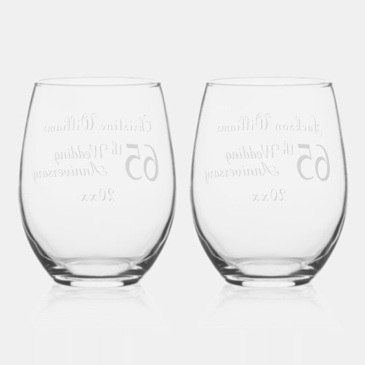 第65回ブルーサファイヤ結婚ー記念日 ステムなしワイングラス (裏面)