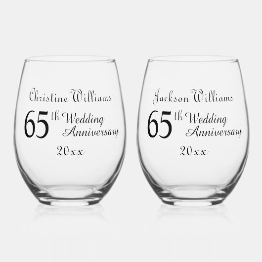 第65回ブルーサファイヤ結婚ー記念日 ステムなしワイングラス (正面)