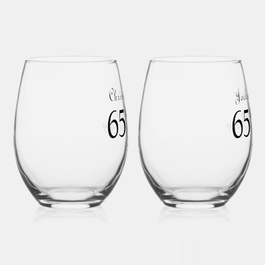 第65回ブルーサファイヤ結婚ー記念日 ステムなしワイングラス (右)