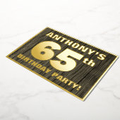 第65回誕生日パーティーはっきりした：木フェイクの木目の模様 箔招待状 (回転した状態)