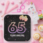 第65回誕生日パーティー風船と紙吹雪 ペーパープレート (パーティー)