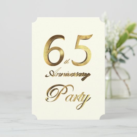 第65回誕生日記念日金ゴールドアイボリー 招待状 (スタンド正面)