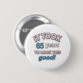 第65年の誕生日のデザイン 缶バッジ (正面&裏面)
