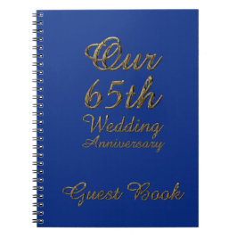 第65結婚記念日の来客名簿の青のサファイア ノートブック