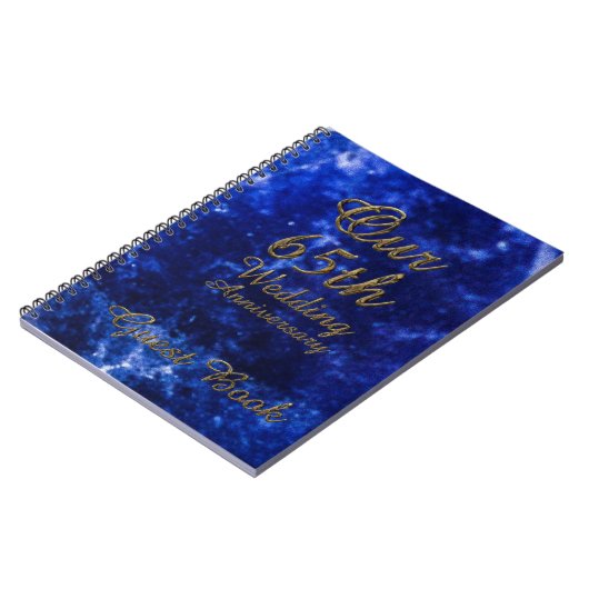 第65結婚記念日の来客名簿の青のサファイア ノートブック (左側)