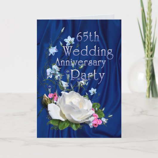 第65結婚記念日の白いバラ 招待状 (正面)